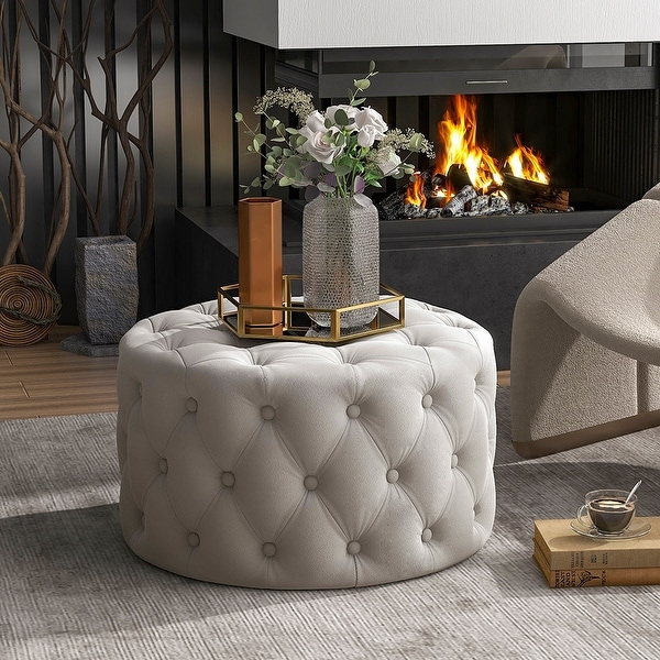 Button top tufted ottoman
