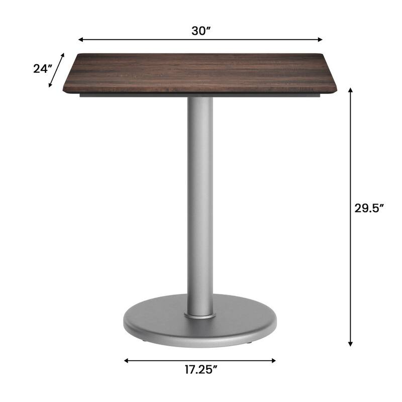 Commercial All-Weather HPL Tabletop with Round Base - 29.75"W x 23.75"D x 29.5"H