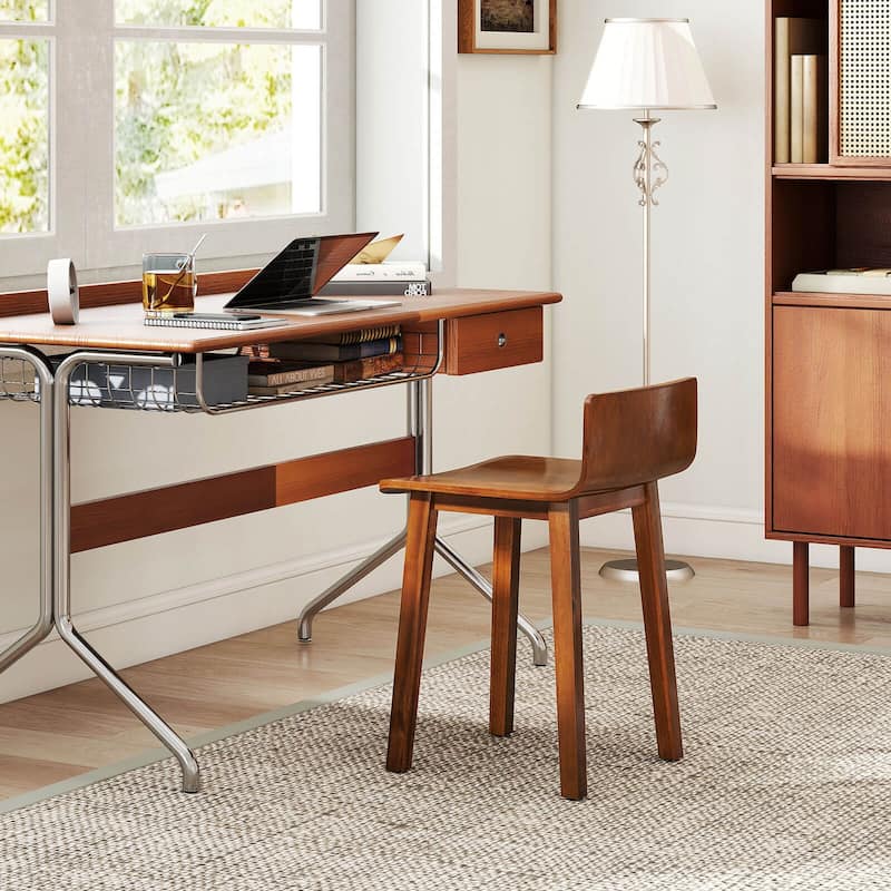Costway Dining Chairs Set of 2/4 with Acacia Wood Legs Curved Seat & - See Details