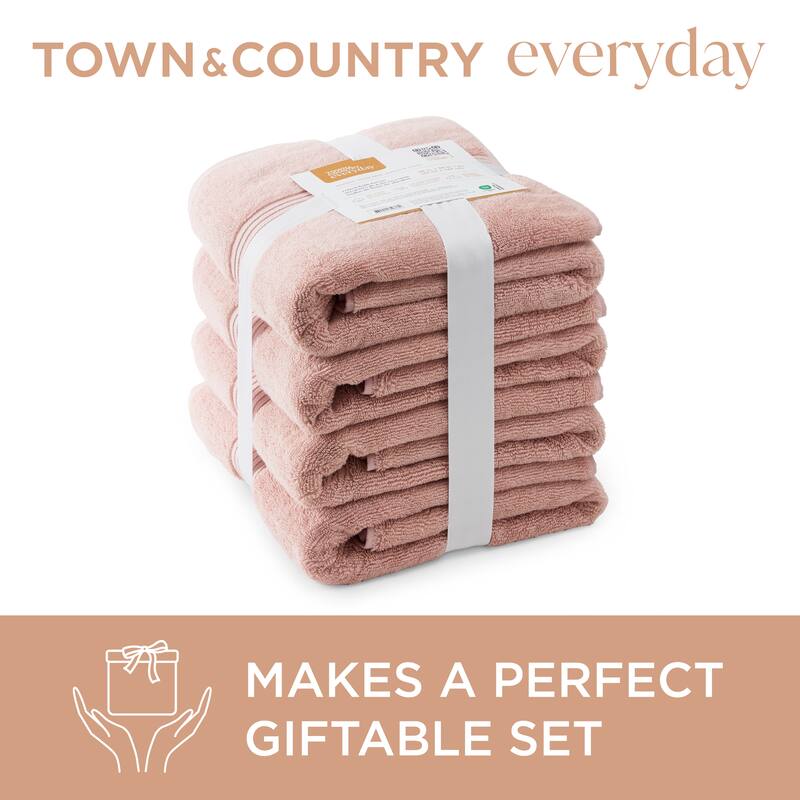 TOWN & COUNTRY EVERYDAY 6-Piece Assorted Solid Dobby Border Set, 2-Bath Towels, 2-Hand Towels, 2-Washcloths