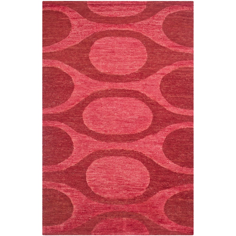 SAFAVIEH Hand-knotted Santa Fe Anyuta Modern Wool Rug - 4' x 6' - Raspberry/Red