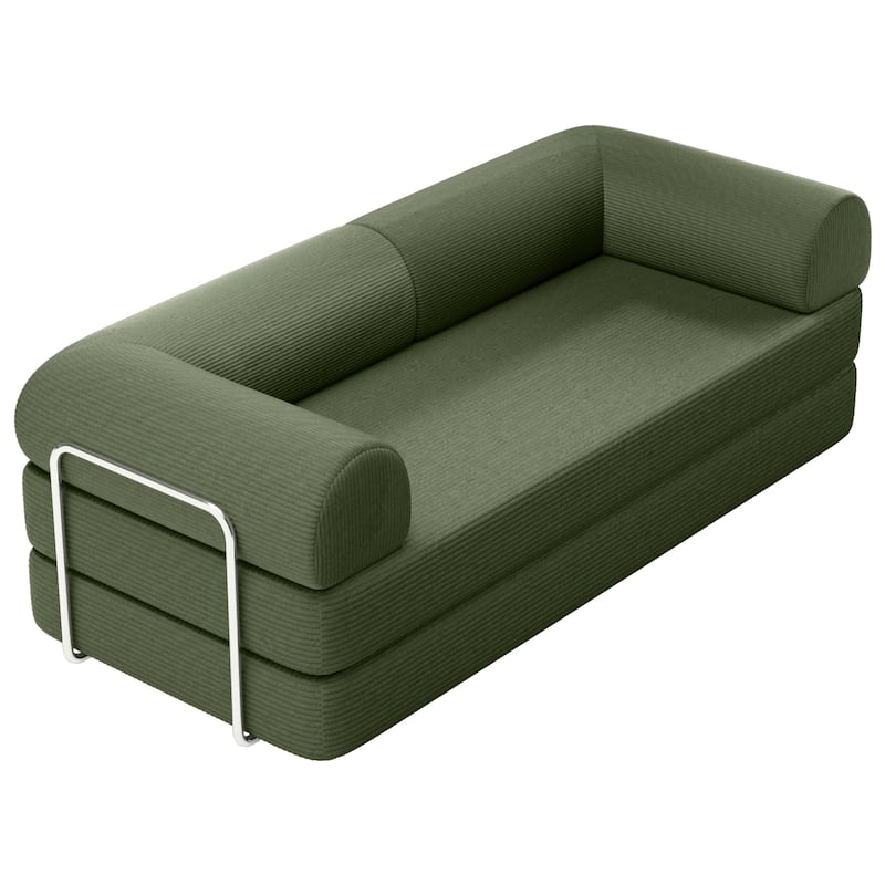79" Contemporary Corduroy Module Comfortable Compressed Sofa