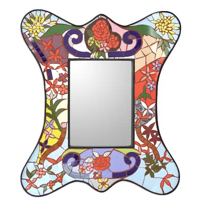Handmade Rose Garden Mosaic mirror(India) - Multi