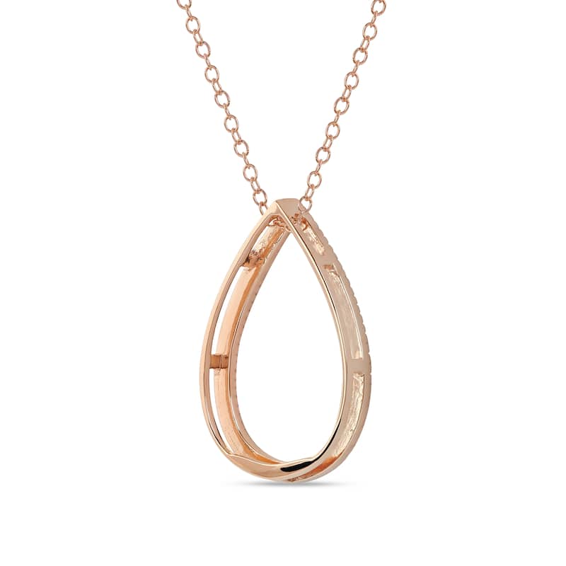 1/6ct - 1ct TDW 14K Gold Open Pear Diamond Pendant Necklace for Women