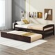 preview thumbnail 22 of 31, Modern Simple Twin Size Platform Bed with Twin Size Trundle Wood Bed Frame for Kids, Teens, Boys or Girls Easy Assembly Espresso