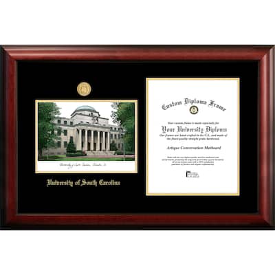 University of South Carolina 11w x 14h Gold Embossed Diploma Frame with Campus Images Lithograph