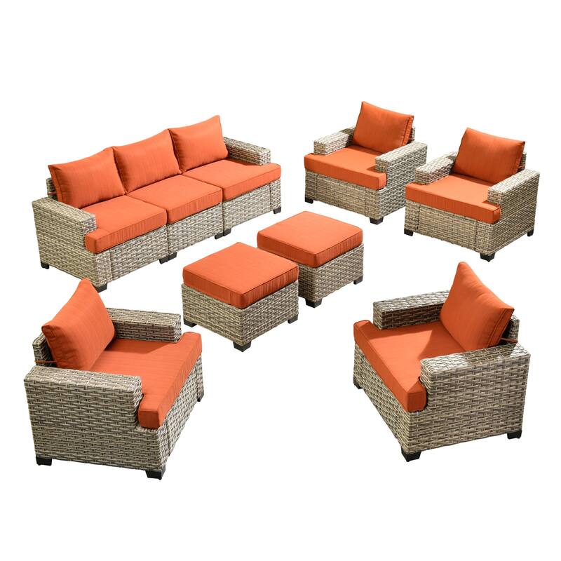 XIZZI 9-piece Patio Furniture Set Outdoor Wicker Chair