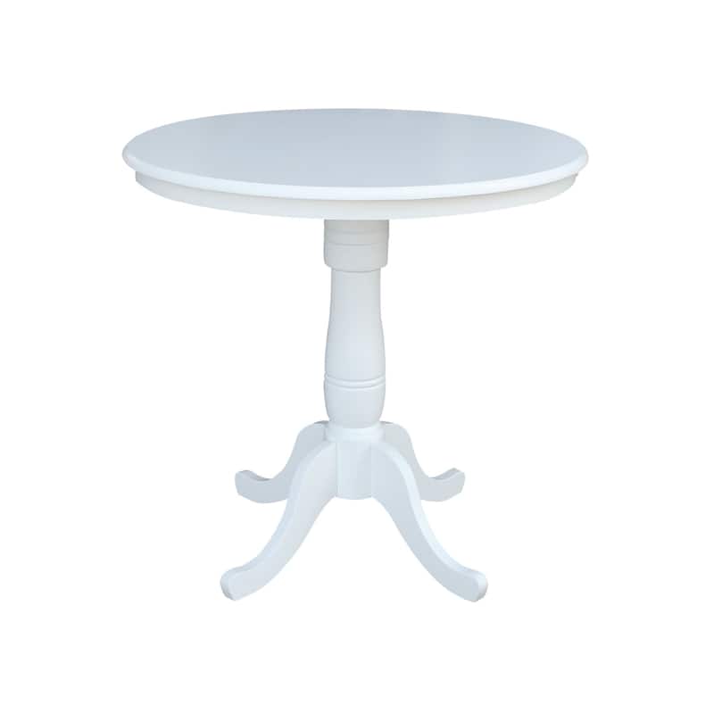 International Concepts 36" Round Pedestal Table with 2 X-back Counter Height Stools - Set of 3
