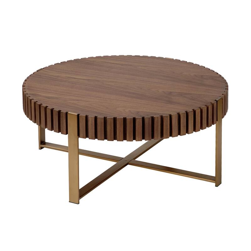Modern 31.5" Round Coffee Table with Sturdy Metal Pedestal