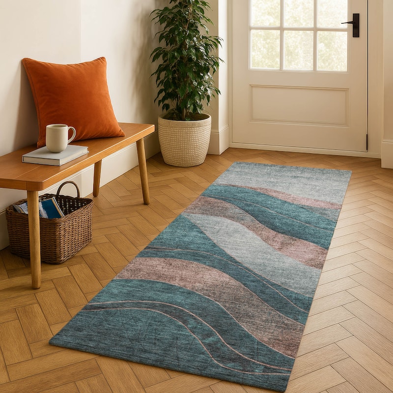 Premium Washable Super Soft Mayfield Rug - Teal - 2'3" x 7'6"