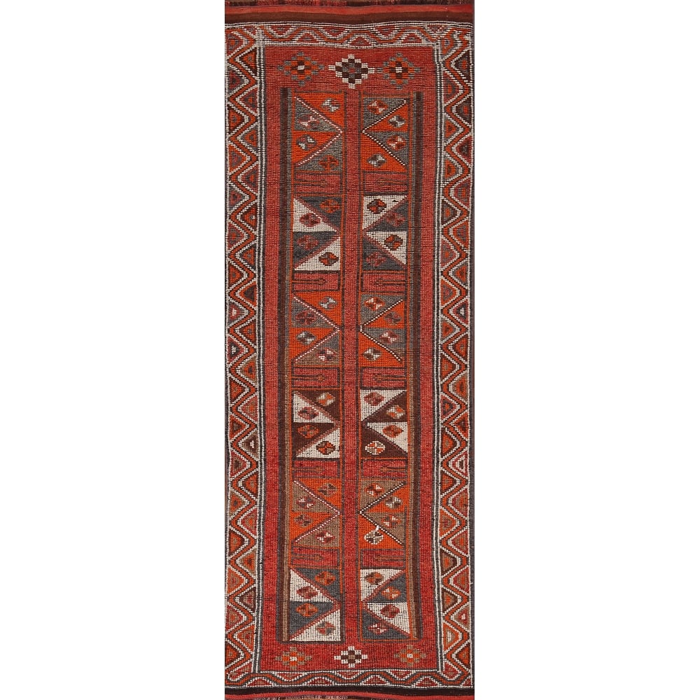 Tribal Anatolian Turkish Vintage Runner Rug Hand-Knotted Wool Carpet - 2'11"x 10'0"