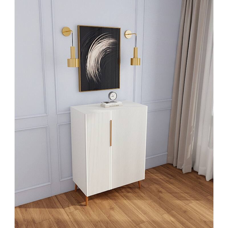 Modern White Sideboard Cabinet with Gold Handles