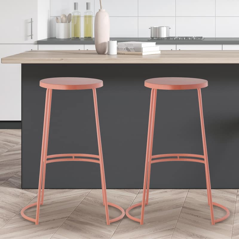 Trinity 28.75" Modern Designer Iron Curved Backless Bar Stool, by JONATHAN Y