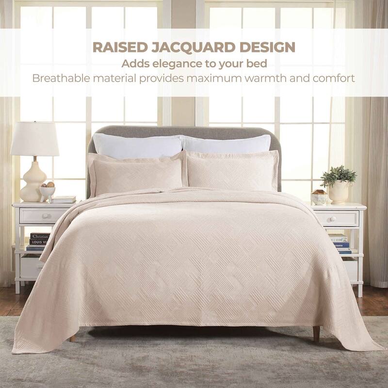 Superior Geometric Fret Cotton Decorative Bedspread Set