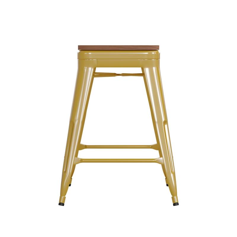 Indoor/Outdoor Backless Counter Stool with Poly Resin Seat