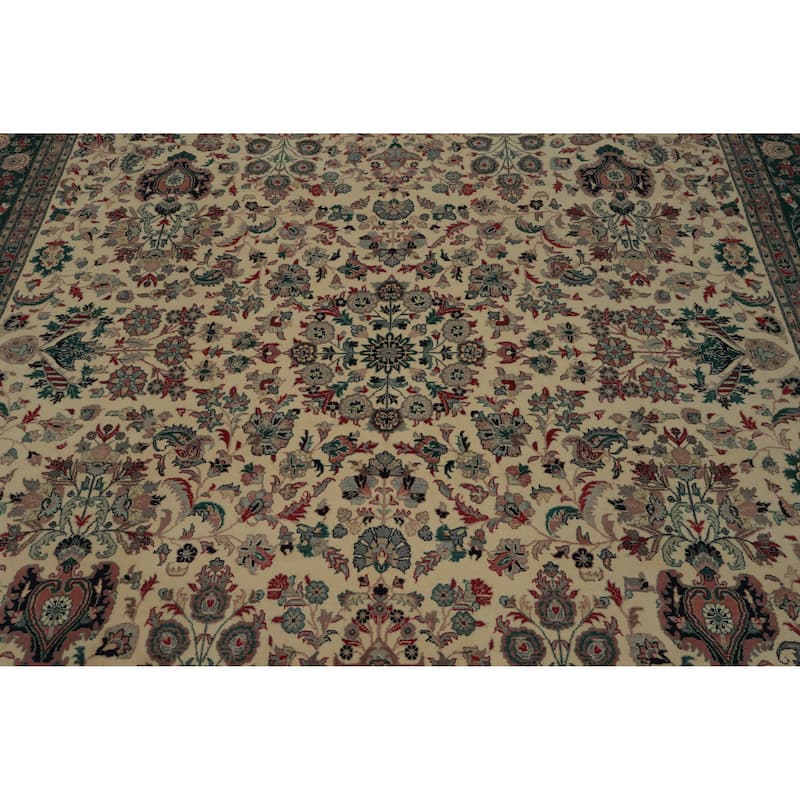 Hand Knotted Oriental 100% Wool Carpet Traditional Floral Beige & Ivories Aubusson Area Rug - 10' 5'' X 8' 2''