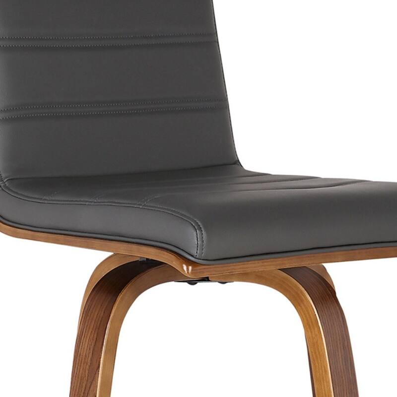 Modern Walnut Swivel Bar Stool with Faux Leather Seat and Low Back Brown Footrest Solid Wood Frame