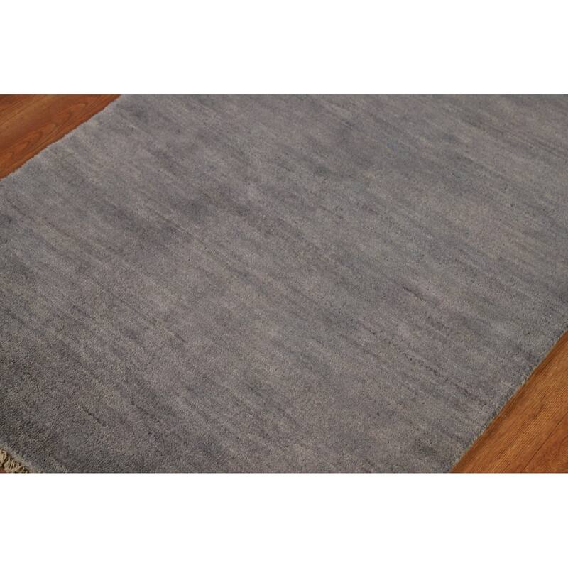 Gray Gabbeh Modern Runner Rug Hand-Knotted Wool Carpet - 2'9"x 9'9"