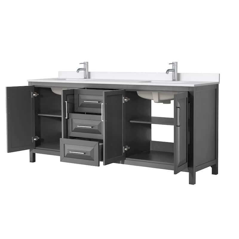 Daria 80-inch Double Vanity, Single Hole Quartz Top