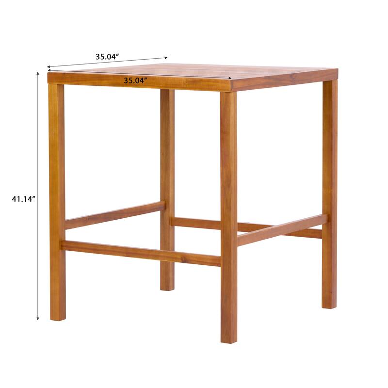 Christopher Knight Home - Alder Outdoor Solid Acacia Wood Bar Height Dining Table with Slatted Draining Top