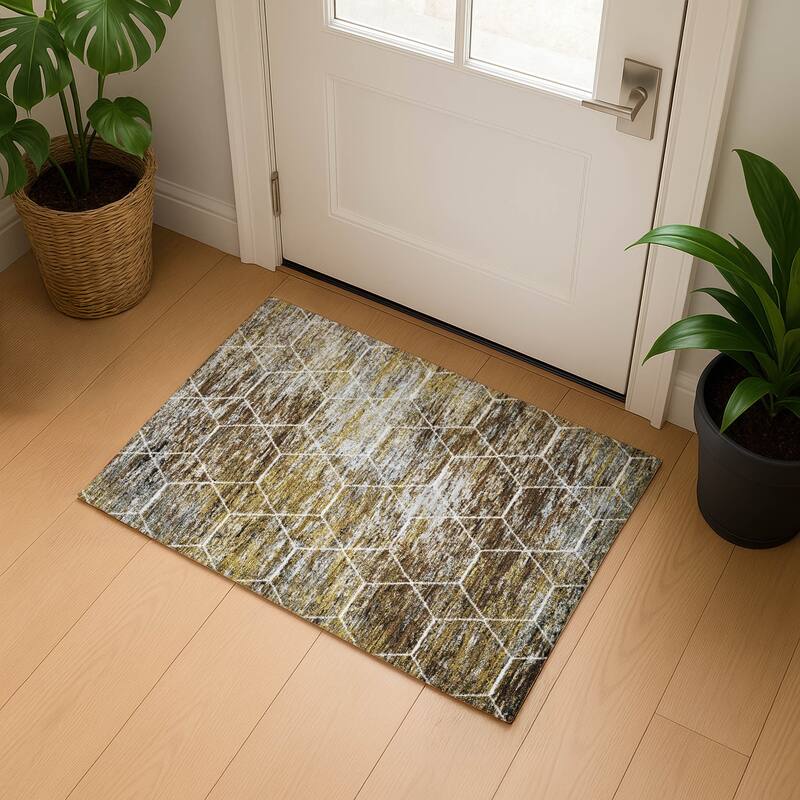 Premium Washable Super Soft Geo Abstract Mayfield Rug - Brown - 1'8" x 2'6"