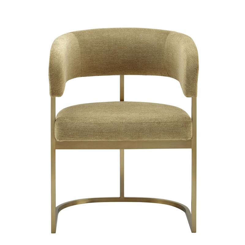 Modrest Sebastian Modern Brown Fabric & Antique Brass Dining Chair