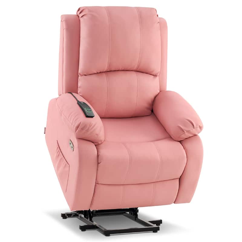 MCombo Small Sized Power Lift Recliner Chair with Massage and Heat, USB Ports, Faux Leather 7409