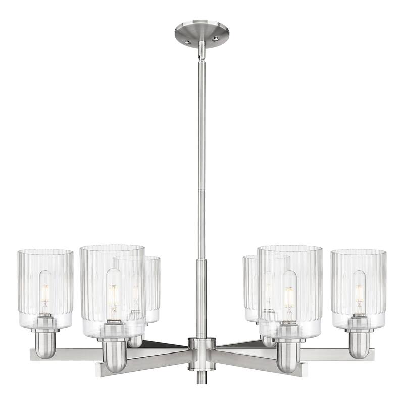 Innovations Lighting Endless Possibilities Arcadia - Hadley - 6 Light 34" Stem Hung Chandelier - Clear/Satin Nickel