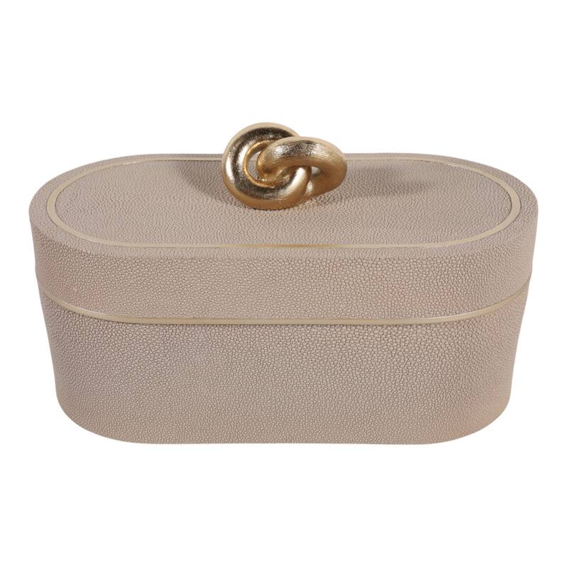 Oval Shape Decorative Box with Textured Finish - Multi-Purpose Decorative Storage and Organizer - 14", Tan - 14" x 7" x 8.25"