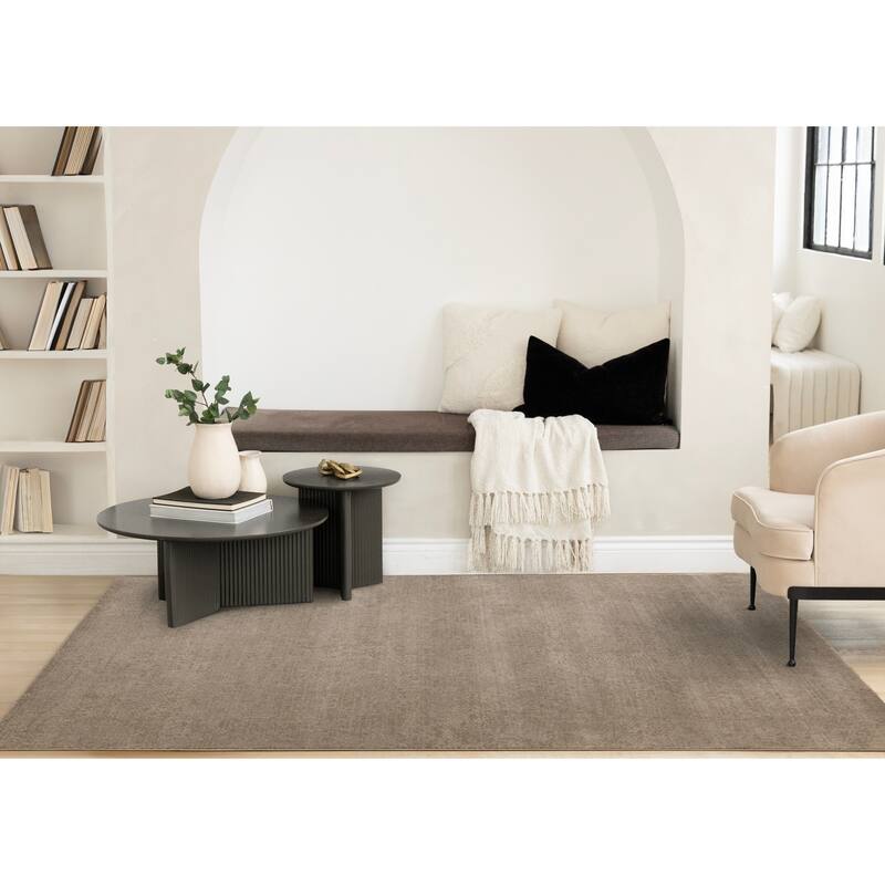 Green Taupe Striped Geometric Shapes Desne High-Traffic Rug