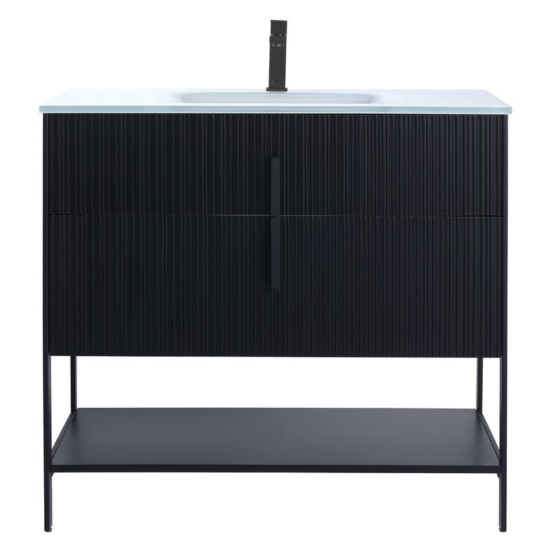 Fine Fixtures Serenity Modern Bathroom Vanity with White Glass Top
