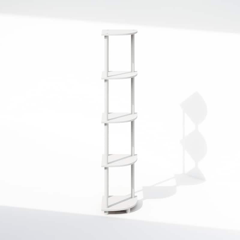 5 Tiers Wood Household Shelving Unit in White (11.6 in. W x 57.7 in. H x 11.6 in. D)