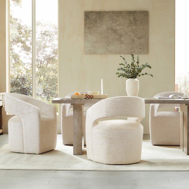 Joey Modern Barrel Dining Chair with Caster Wheels & Open Back Fully Assembled