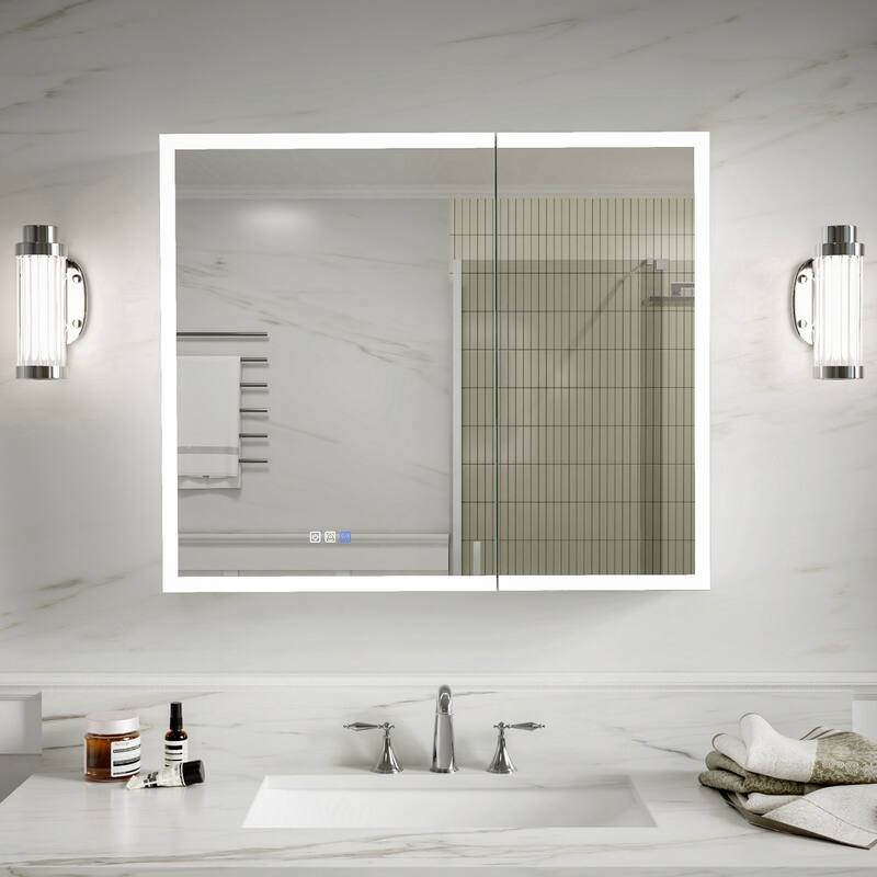 Modland 36"-48"W x 30"H LED Bathroom Medicine Cabinet Dimmable Anti-Fog,Recessed or Surface Mount