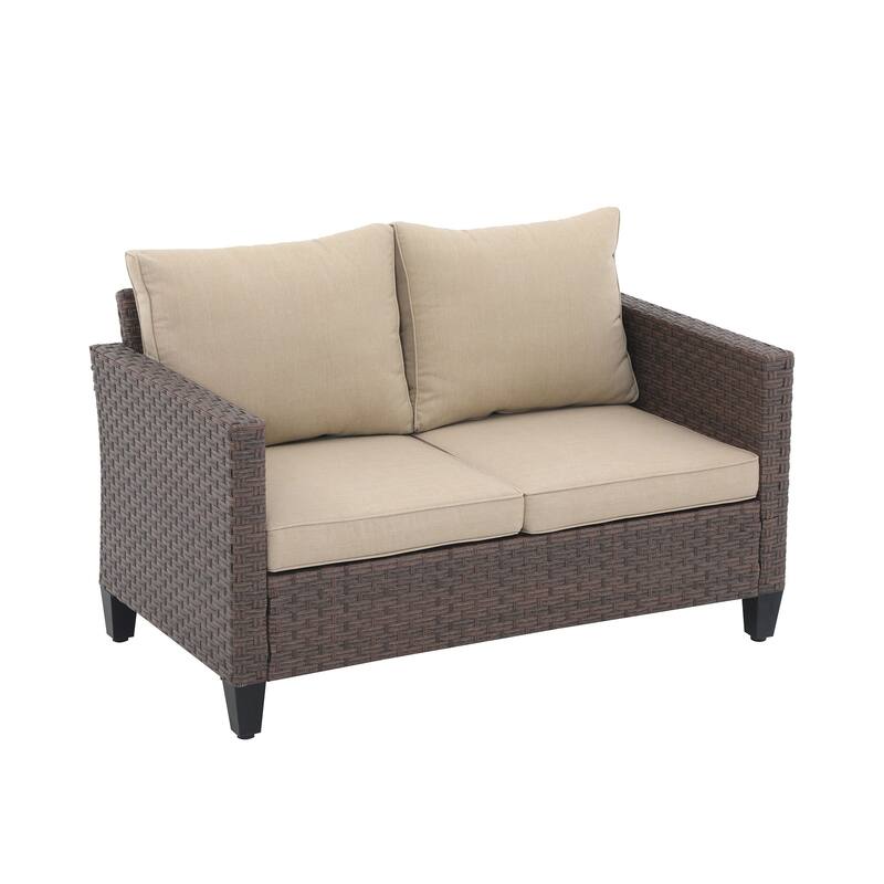 Outdoor Wicker Cushioned Loveseat