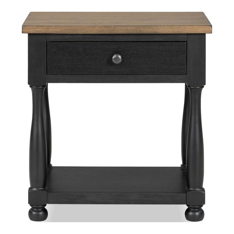 Furniture of America Lucan Modern 2-Piece Farmhouse Black Solid Wood Panel Bedroom Set