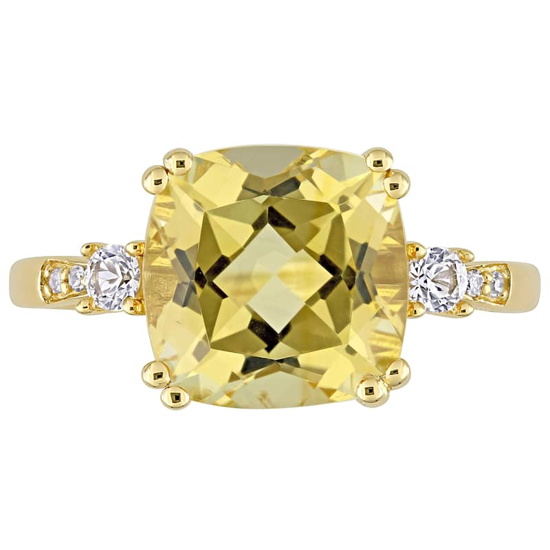 Miadora 10k Yellow Gold Citrine, Sapphire, and Diamond Accent Ring