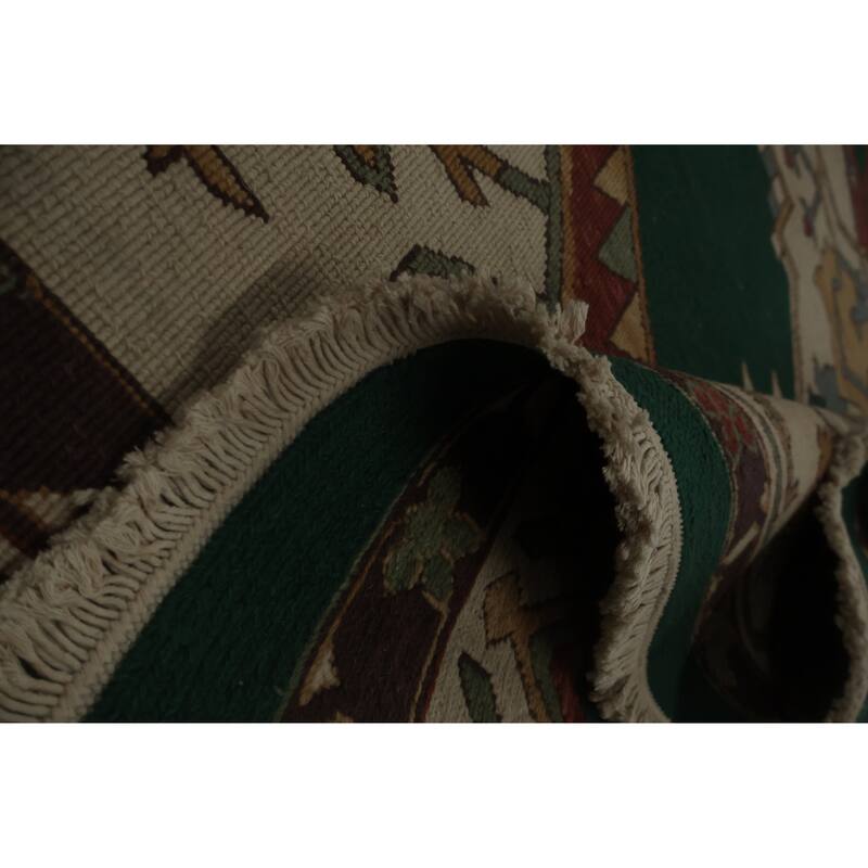 Hand Knotted Oriental 100% Wool Carpet Traditional Medallion Green Sumak Area Rug - 9' 9'' X 7' 11''