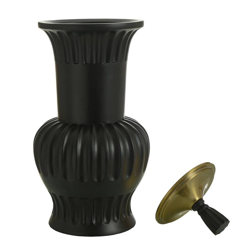 Dann Foley Lifestyle - Pleated Decorative Urn Vase with Lid - Brass Finish