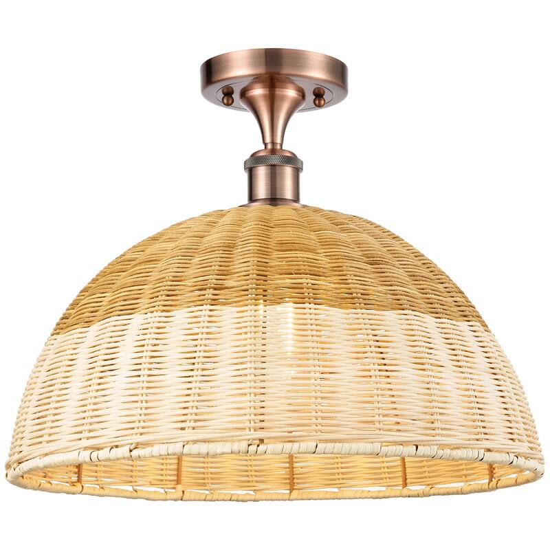 Innovations Lighting 516-1C-13-16 Bristol Natural II Semi-Flush - Antique Copper / Natural