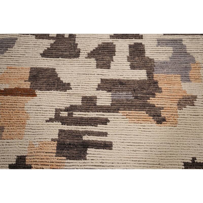 Modern Moroccan Abstract Area Rug Handmade Wool Carpet - 8'10"x 12'7"