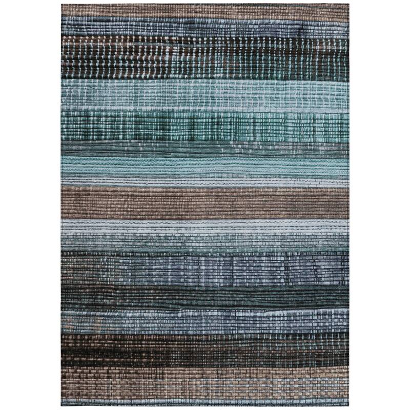 HomeRoots Striped Transitional Rectangle Outdoor Rug