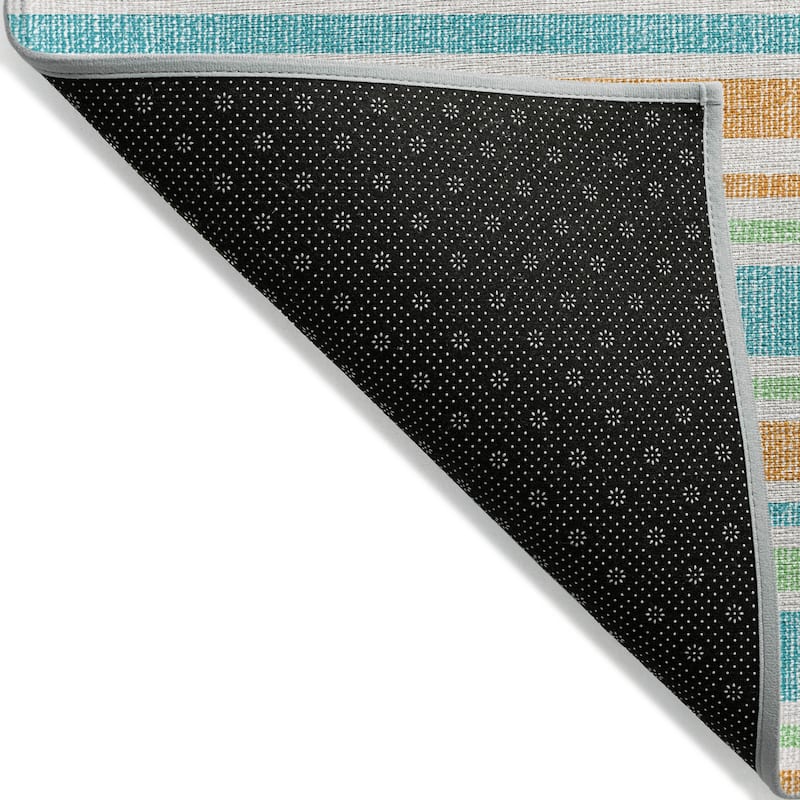 Machine Washable Indoor/ Outdoor Thin Cabana Stripe Chantille Rug