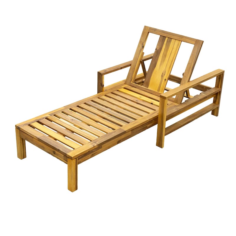 Outdoor Wood Lounge Chair with Adjustable Backrest for Gardens