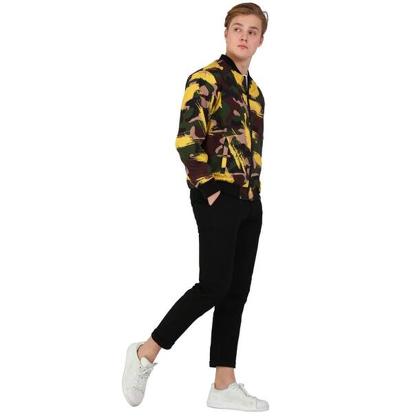 Shop Men Bomber Jacket Camo Printed Zipper Lightweight Casual Coat