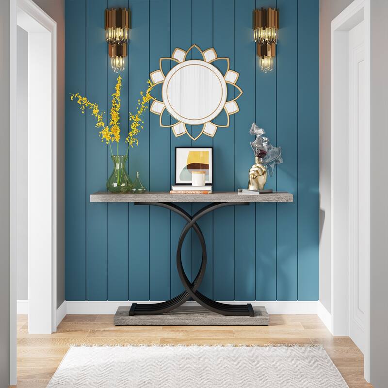 40" Modern Console Table, Faux Marble Entryway Hallway Table for Foyer