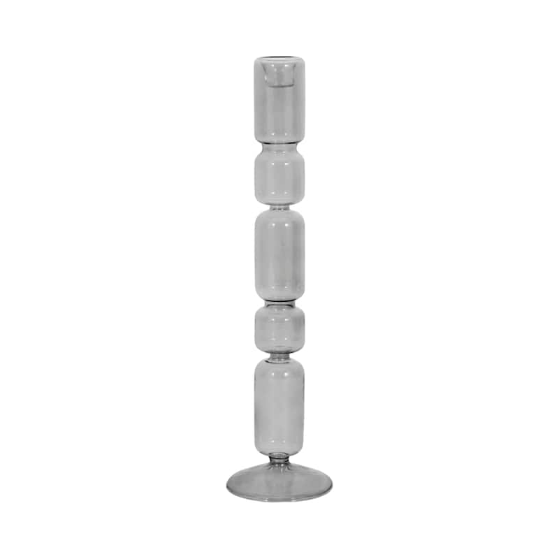 Modern Candle Holder with Stacked Sculptural Glass Base