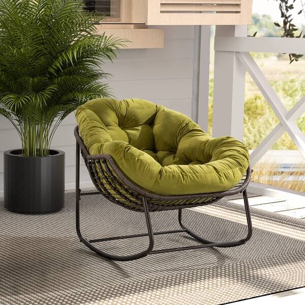 Patio Wicker Indoor & Outdoor Rocking Chair with Cushion - Bed Bath ...