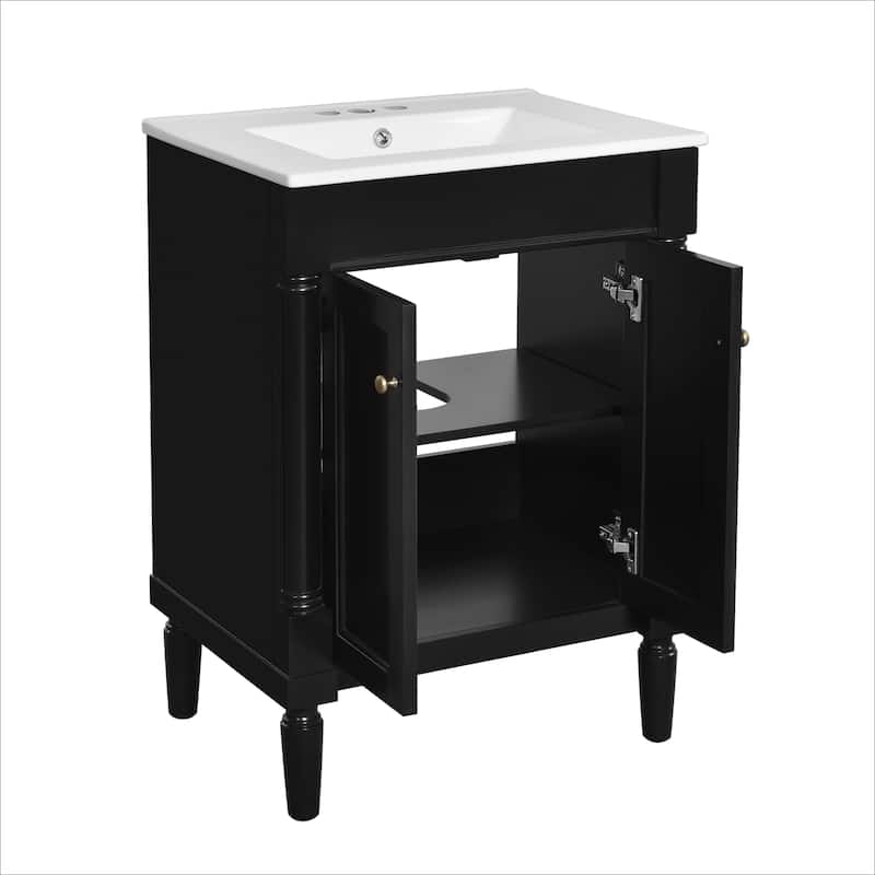 2-Tier Modern Bathroom Storage Cabinet, Bathroom Vanity with Top Sink, Single Sink Bathroom Vanity