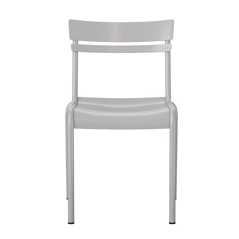 2PK Modern Commercial Grade 2 Slat Indoor/Outdoor Steel Dining Chair